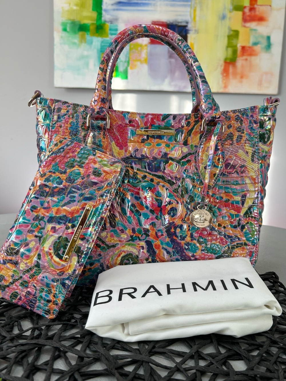 Brahmin Lena Rainbow Reef Melbourne Satchel & Ady Wallet Set - Picture 1 of 13